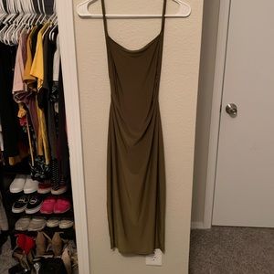 Green boohoo openback dress